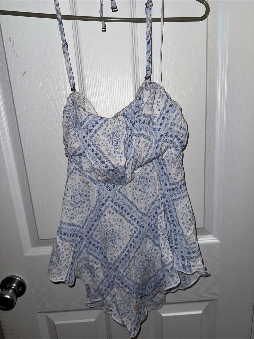 Hollister Blue & White Printed Spaghetti Strap Camisole